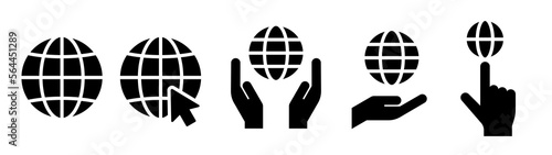 Earth grid icon set. Internet, global, worldwide, international concept.