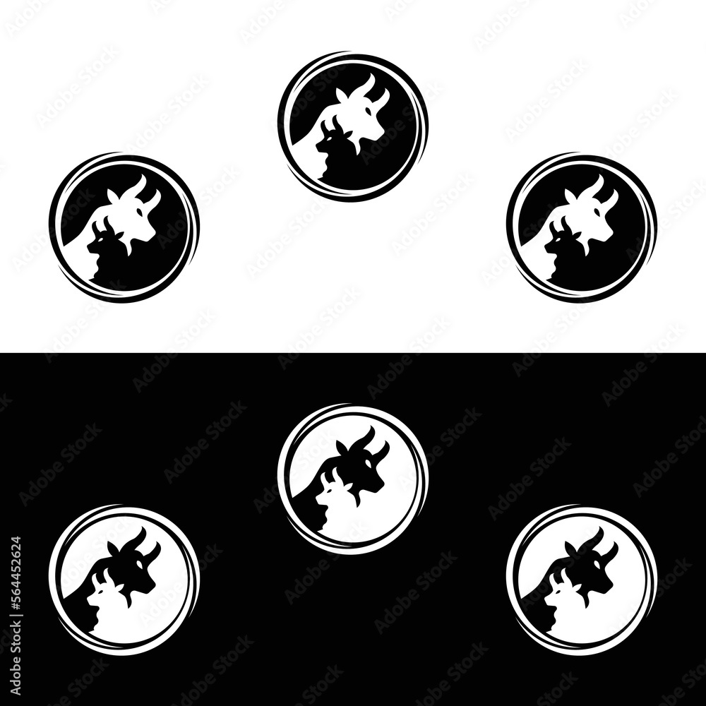 Circle bull animal vector logo design . Bull icon . Bull silhouette Circle bull animal vector logo design . Bull icon . Bull silhouette