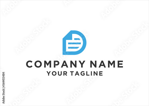 initial Letter D and Document Logo Design Vector