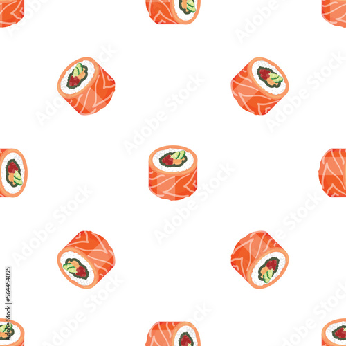 Red sushi roll pattern seamless background texture repeat wallpaper geometric vector