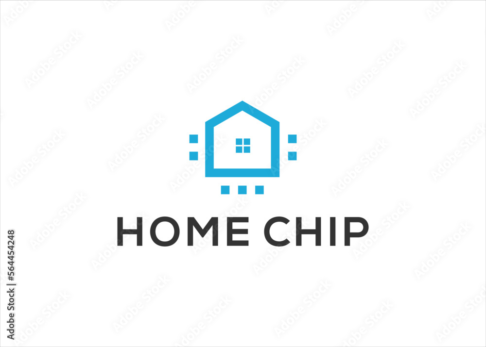 home logo. house and chip logo design vector template