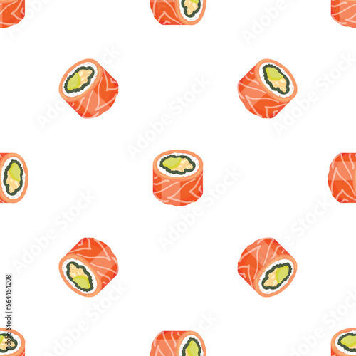 Red fish sushi roll pattern seamless background texture repeat wallpaper geometric vector