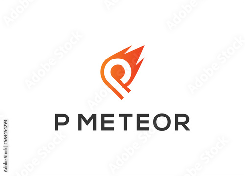 Letter P Meteor logo template design vector