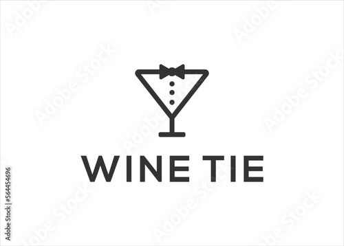 wine tie waiter logo design vector template