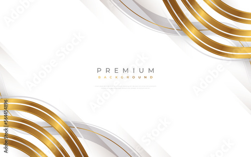 Luxury White and Gold Background with Golden Lines and Paper Cut Style. Premium Gray and Gold Background for Award, Nomination, Ceremony, Formal Invitation or Certificate Design