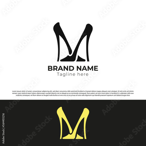 M Letter with shoe vector logo design, 
initial Letter M Shoes Logo Design Vector Icon, M logo - vector illustration