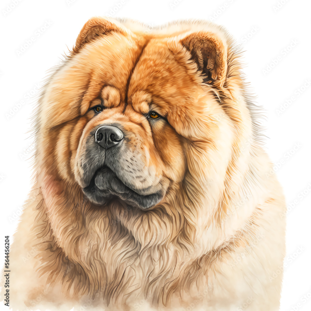 Fototapeta premium “Generative AI” Chow Chow digital illustration.