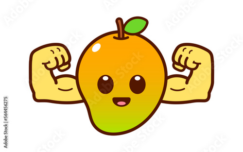 Cute Strong Mango Character Illustration