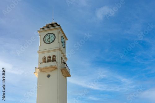 Bell tower with city clock, university of Concepción with copy space