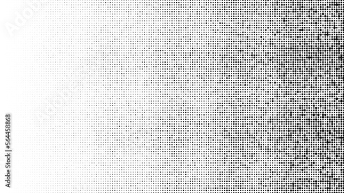 Grain stippled gradient. Faded stochastic dotwork texture. Random grunge noise background. Black dots, speckles or particles wallpaper. Halftone vector monochrome  photo