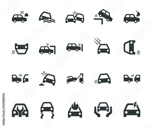 Car accident icon set