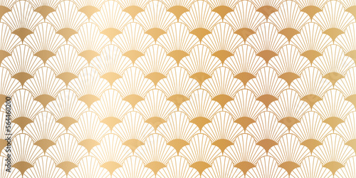 Luxury art deco seamless pattern background vector. Abstract elegant art nouveau with delicate golden geometric line vintage decorative minimalist texture style. Design for wallpaper, banner, card.