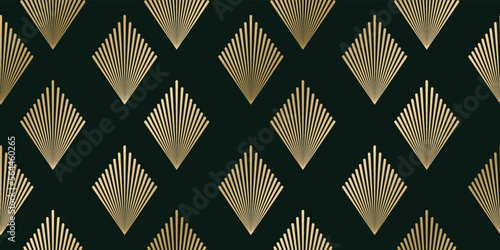 Luxury art deco seamless pattern background vector. Abstract elegant art nouveau with delicate golden geometric line vintage decorative minimalist texture style. Design for wallpaper, banner, card.