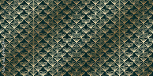 Luxury art deco seamless pattern background vector. Abstract elegant art nouveau with delicate golden geometric line vintage decorative minimalist texture style. Design for wallpaper, banner, card.