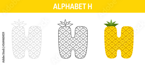 Alphabet tracing and coloring worksheet for kids