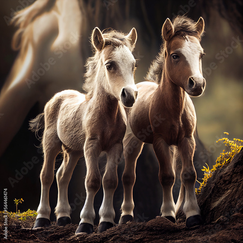 Two baby horses generative ai © Elka