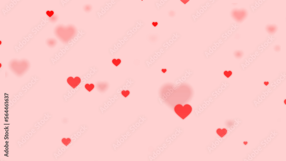 Valentine's day pink background with glowing hearts