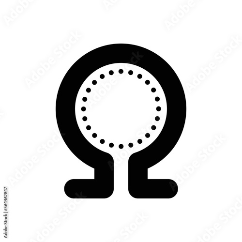 Black solid icon for omega