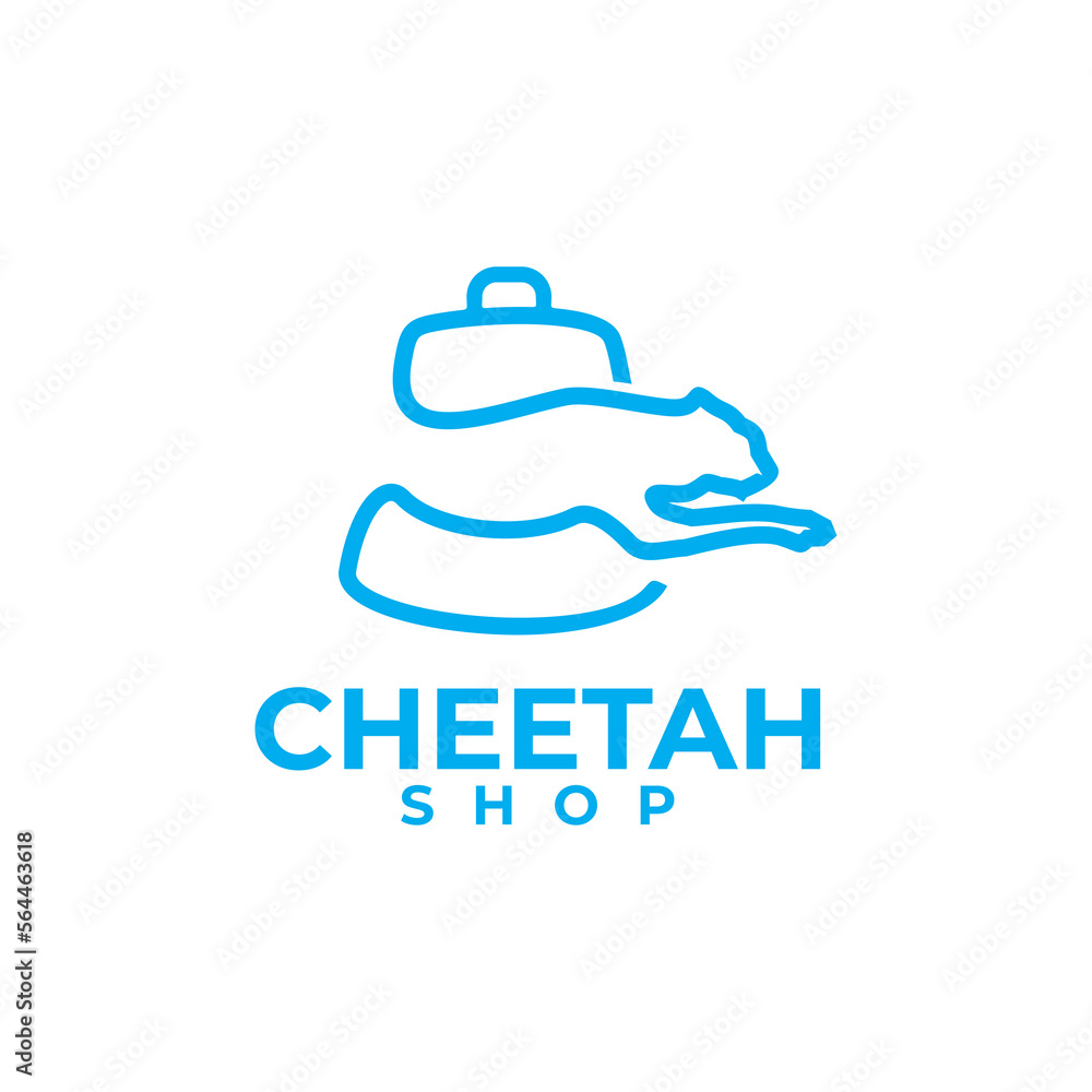 Cheetah shop monoline logo design Cheetah shop monoline logo design