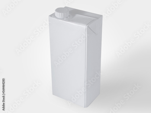 Milk or juice packages made of white carton paper, Mockup template design isolated on white