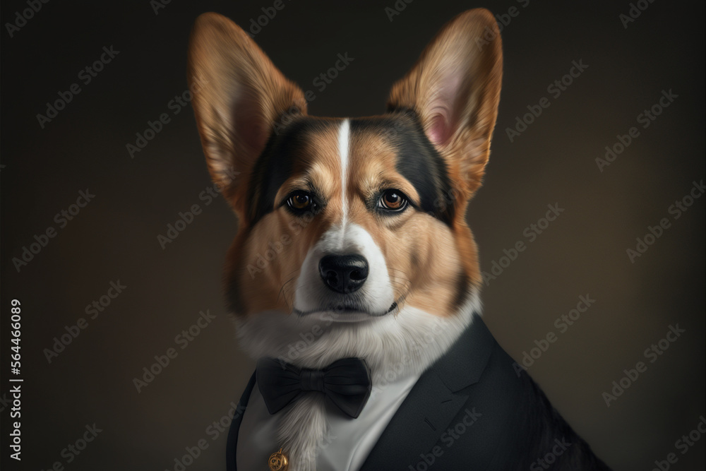 Cute dog Portrait of a dressed in a formal business suit, Generative AI Cute dog Portrait of a dressed in a formal business suit, Generative AI
