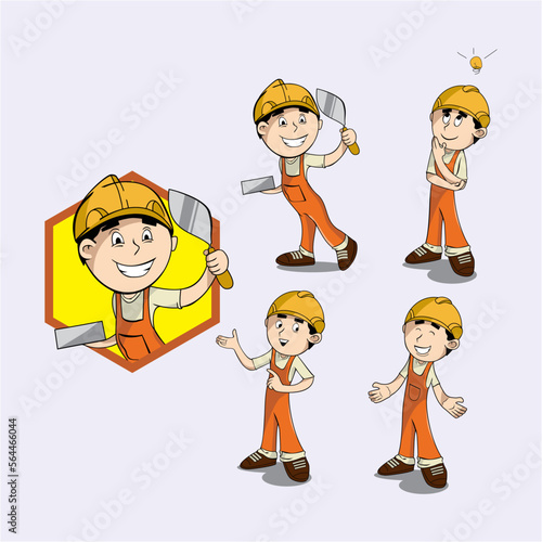construction worker character cartoon
