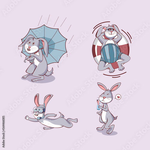  rabbit character cartoon with water theme