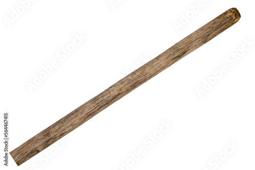 Old wooden handle for agricultural tools. Wooden cuttings.