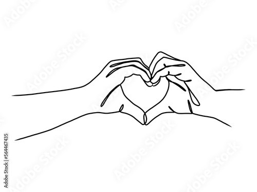 Wallpaper Mural Continuous line drawing of hands showing love sign. Torontodigital.ca