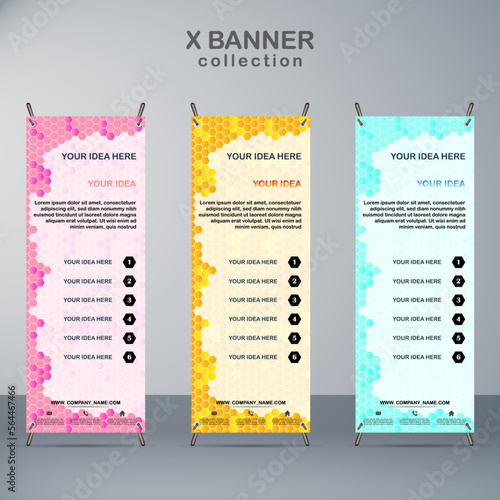 business x banner with hexagonal template