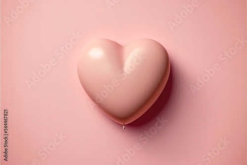 Pink air balloon heart shape on a pink background. Wedding concept  Valentine s Day  a gift for a loved one. Banner. Flat lay  top view