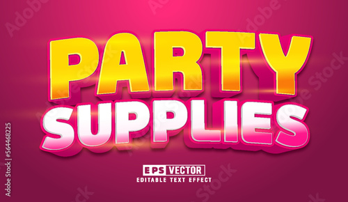 Party supplies 3d editable text effect vector