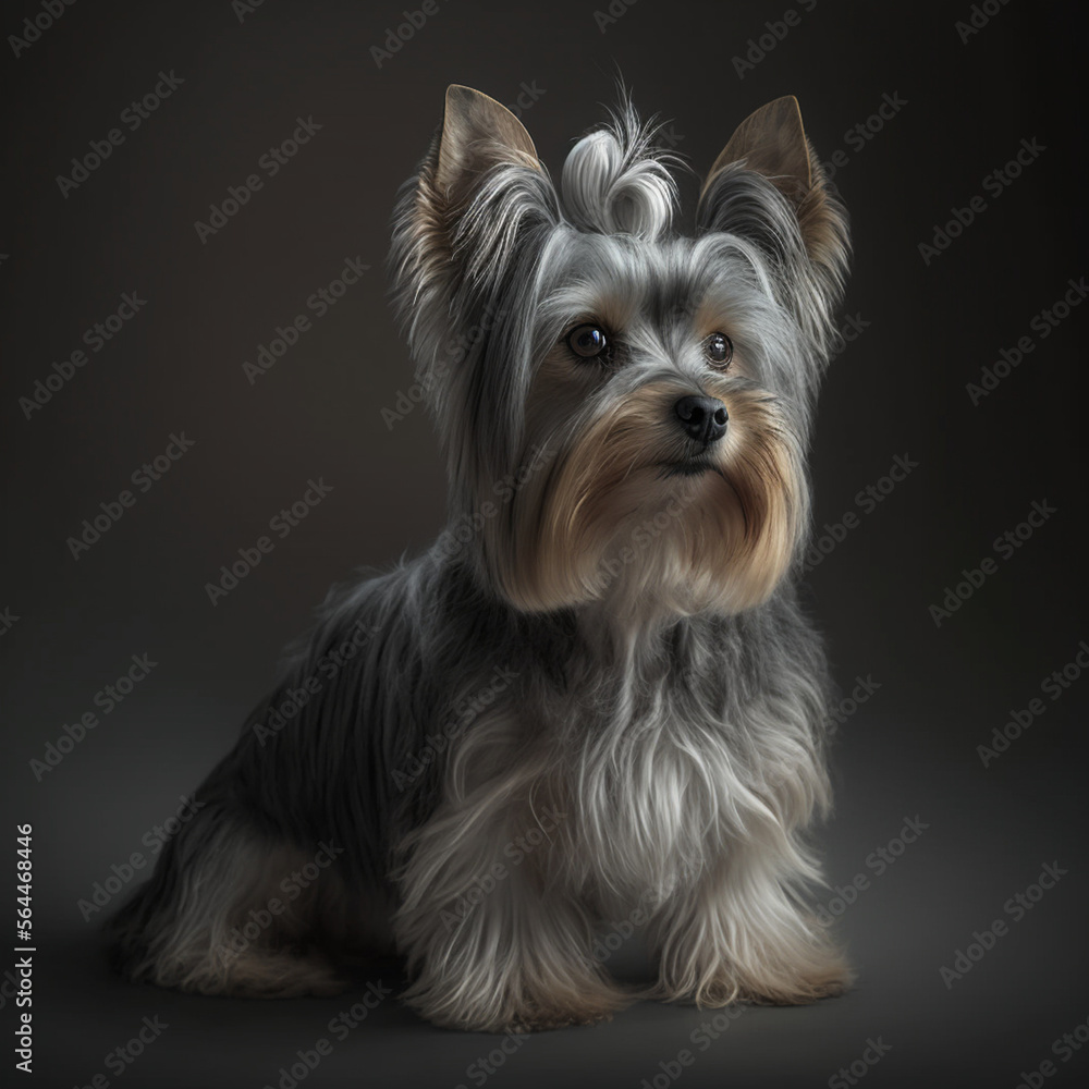 a dog yorkshire with Grey fur a dog yorkshire with Grey fur