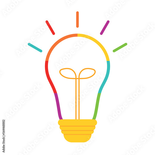 Flat Light bulb in colorful line for autism awareness day icon vector illustration
