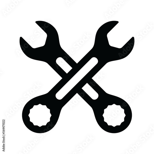 Crossed wrench icon. Crossed wrenches sign. Maintenance fixing work job symbol. 