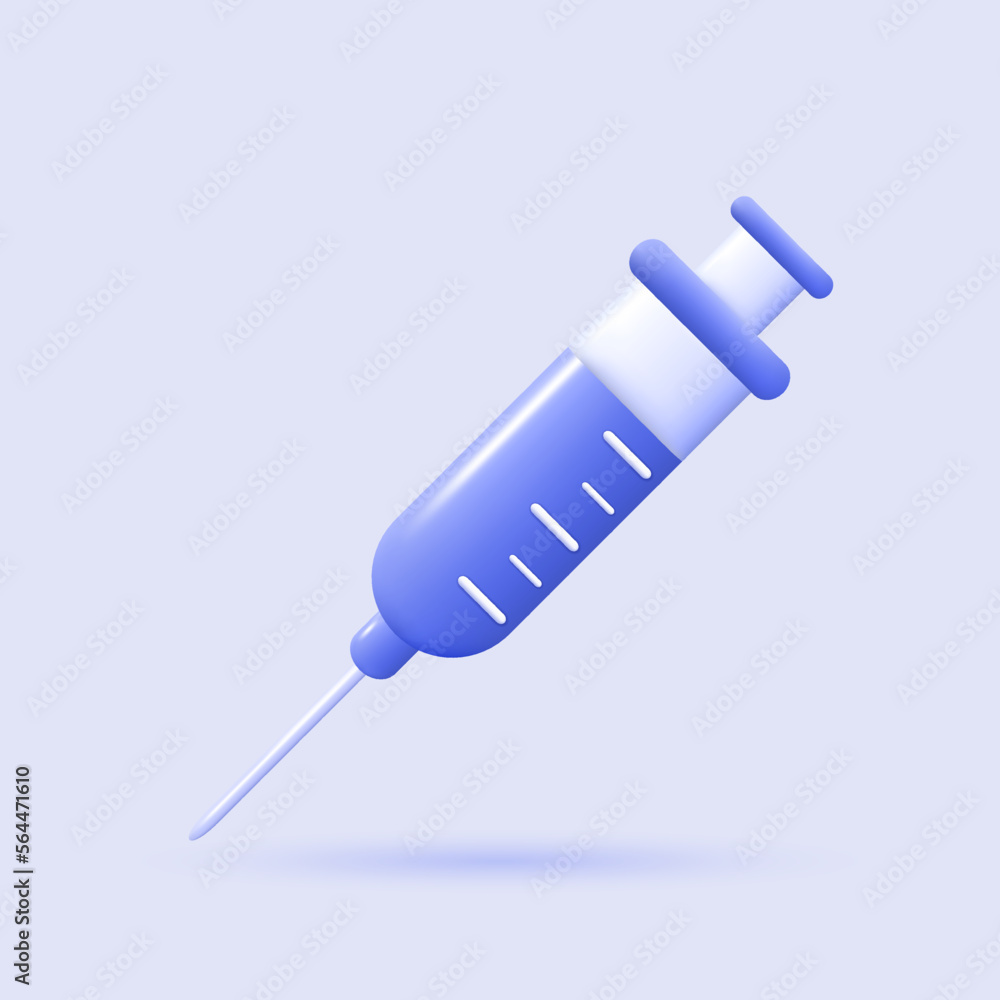 3d medical syringe icon. Vaccination concept. Realistic medical equipment. Healthcare element for mobile concepts and web apps. Modern vector illustration in cartoon style. 3d medical syringe icon. Vaccination concept. Realistic medical equipment. Healthcare element for mobile concepts and web apps. Modern vector illustration in cartoon style.