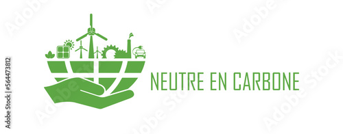neutre en carbone text on white background. carbon neutral in french language. photo