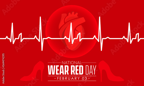 Vector illustration banner design template concept of National Wear Red Day observed on February 03