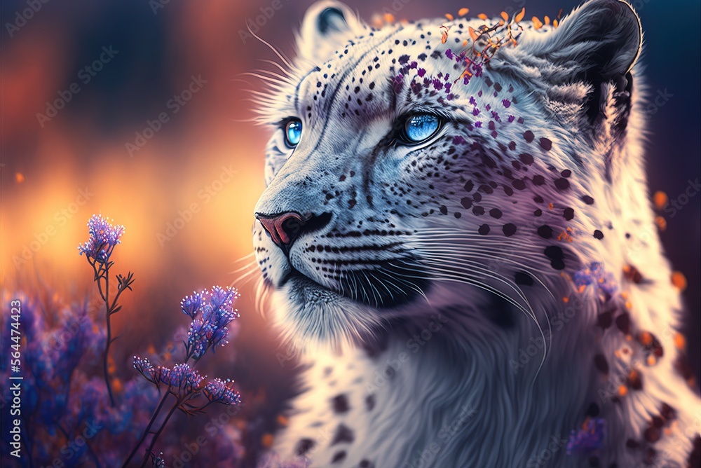 Mythical white fur spotted leopard; elusive and rarely seen ancient forest  guardian and protector, stealthy and perfectly camouflaged. Piercing gaze  with regal posture - generative AI illustration. Stock Illustration | Adobe  Stock