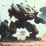 War robot, in combat, mech suit