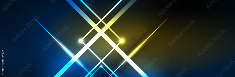 Shiny neon lights, dark abstract background with blurred magic neon light curved lines Shiny neon lights, dark abstract background with blurred magic neon light curved lines