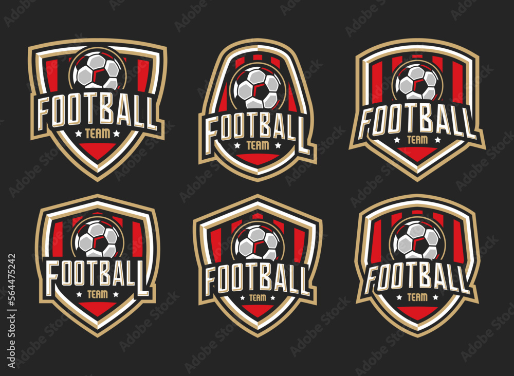 Set of soccer Logo or football club sign Badge. Football logo with shield background vector design