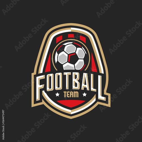 Soccer logo or football club sign badge. Football logo with shield background vector design