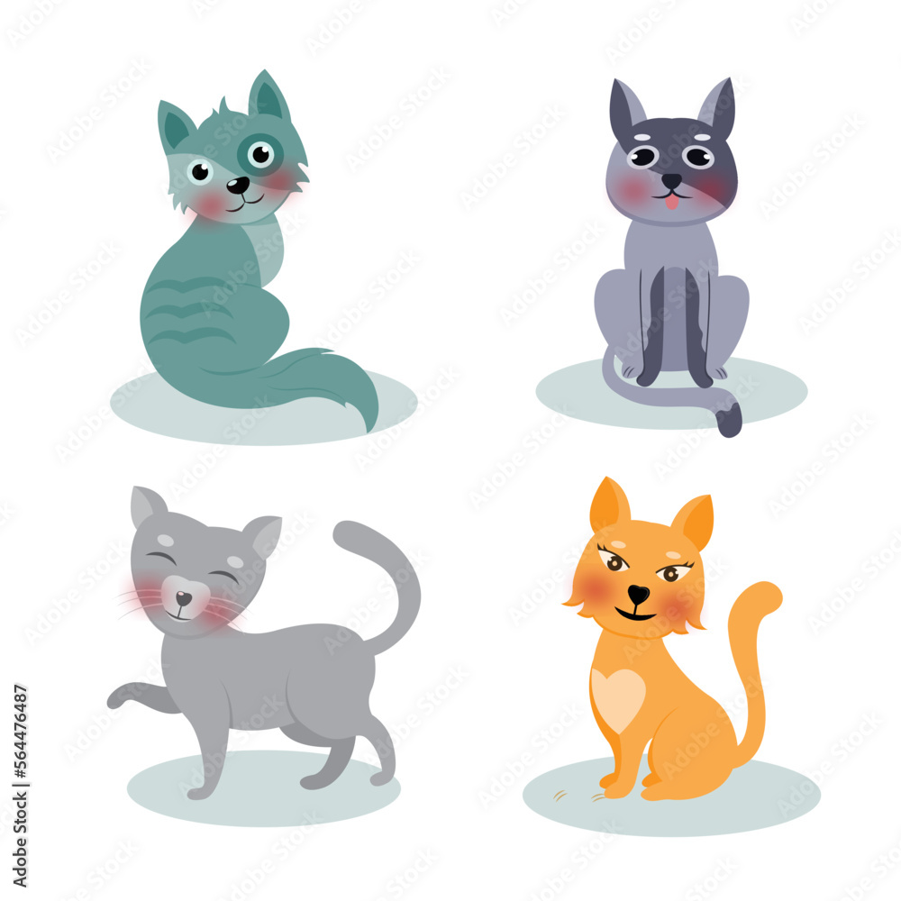vector cute cats collection
