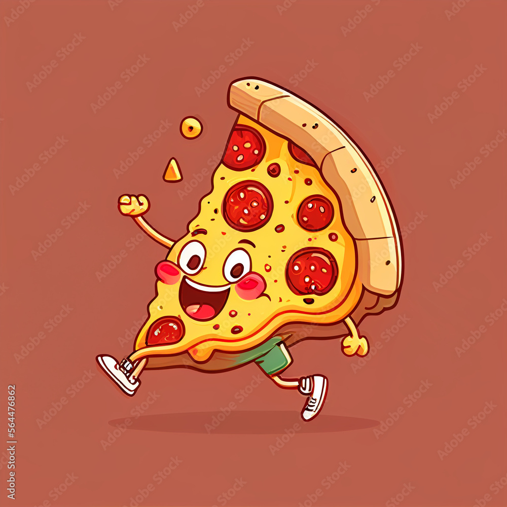 happy cartoon pizza running happy cartoon pizza running