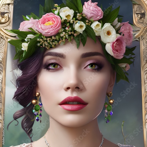 A portrait of a woman with a flower crown1, Generative AI