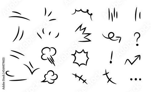 Fotografia Vector set of hand-drawn cute cartoony expression sign doodle line stroke
