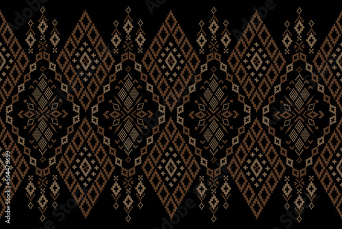 Nature vintages cross stitch traditional ethnic pattern paisley flower Ikat background abstract Aztec African Indonesian Indian seamless pattern for fabric print cloth dress carpet curtains and sarong