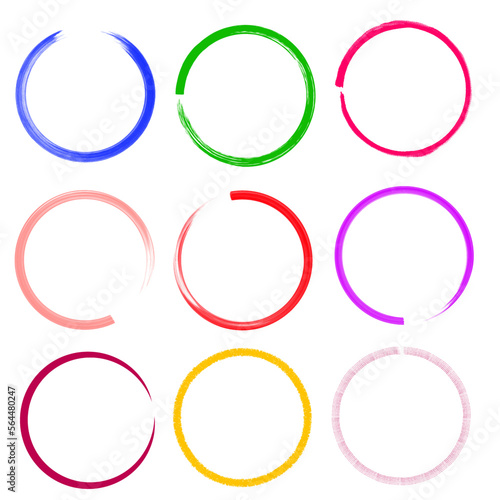 Set of 9 colored circles with different textures