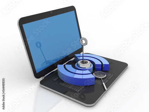 Wallpaper Mural 3d illustration WiFi key symbol with laptop
 Torontodigital.ca